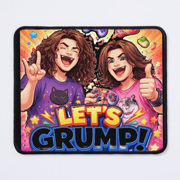Item preview, Let’s Grump! – Vibrant Gaming Duo Energy Art Print designed and sold by KSz2026.