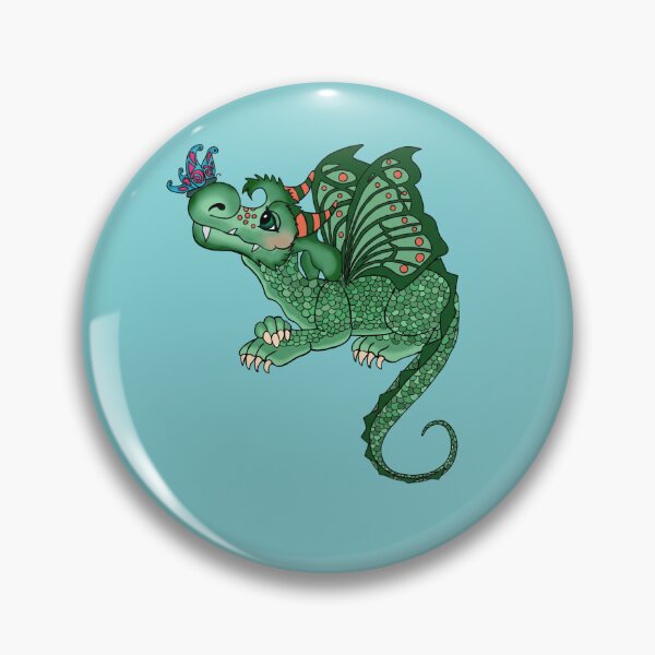 Item preview, Green Dragon With Wings and a Butterfly on Nose Cryptid Fantasy designed and sold by Mad Mimzy Designs .
