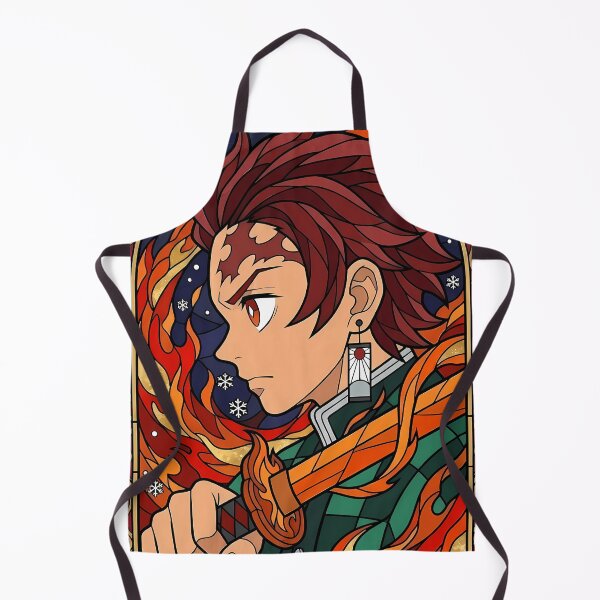 Item preview, Tanjiro Kamado Demon Slayer Flame Winter Stained Glass designed and sold by mildaclairmo.