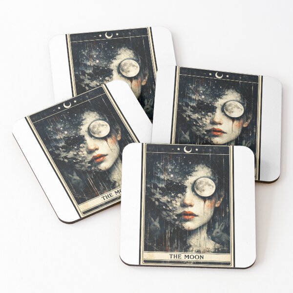Item preview, The Moon — Dark Tarot Card Art XVIII Major Arcana designed and sold by CMLPaintings.