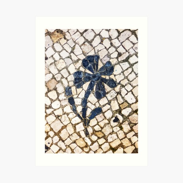Portuguese pavement with flower detail Art Print