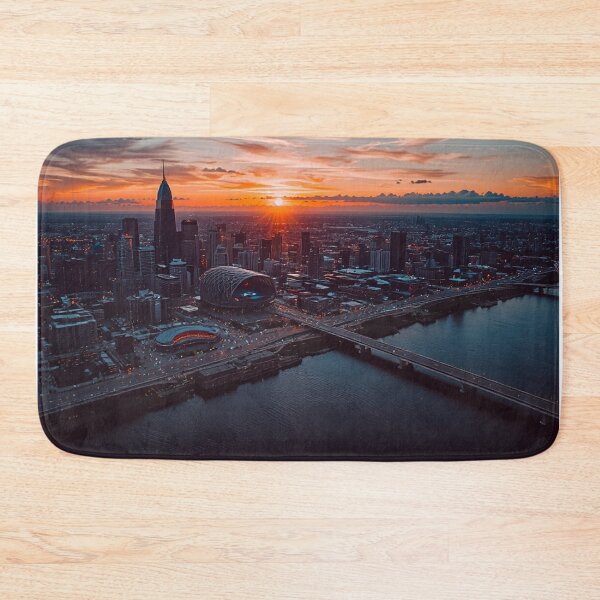 Item preview, Sunset City Skyline Over Water Dramatic Urban Landscape Aerial Wall Art designed and sold by BeautifulVirtues.