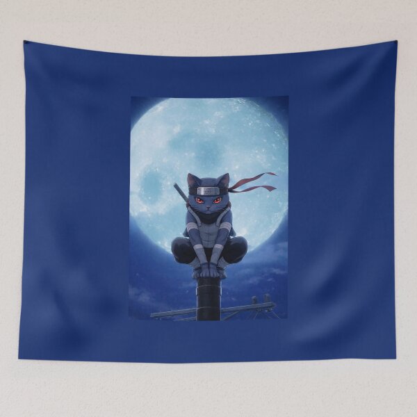 Item preview, Stealth Ninja Cat Moonlight Anime Style Night Warrior designed and sold by VibeFactoryOfc.