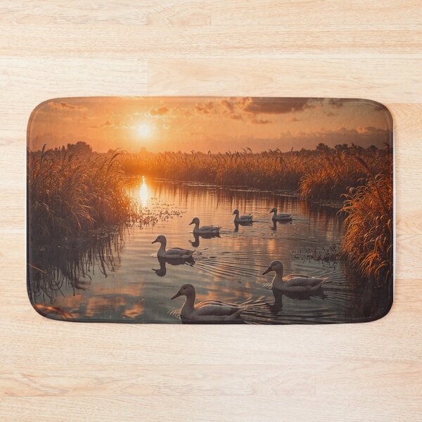 Item preview, Golden Sunset Ducks on a Peaceful Wetland River Scenic Nature Wall Art designed and sold by BeautifulVirtues.