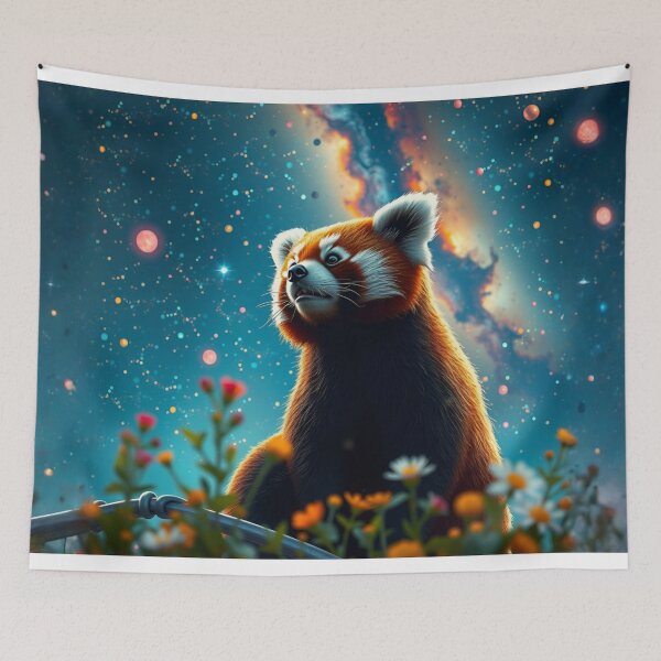 Item preview, Red Panda Gazing at a Cosmic Galaxy Sky designed and sold by CASASIS_MERCH.