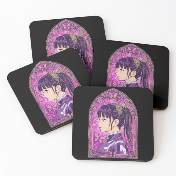 Item preview, Kanao Tsuyuri Demon Slayer Pastel Butterfly Stained Glass Window Portrait designed and sold by mildaclairmo.