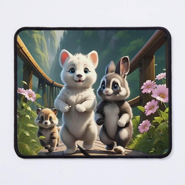Item preview, Cute Baby Animals Running Across Forest Bridge designed and sold by CASASIS_MERCH.
