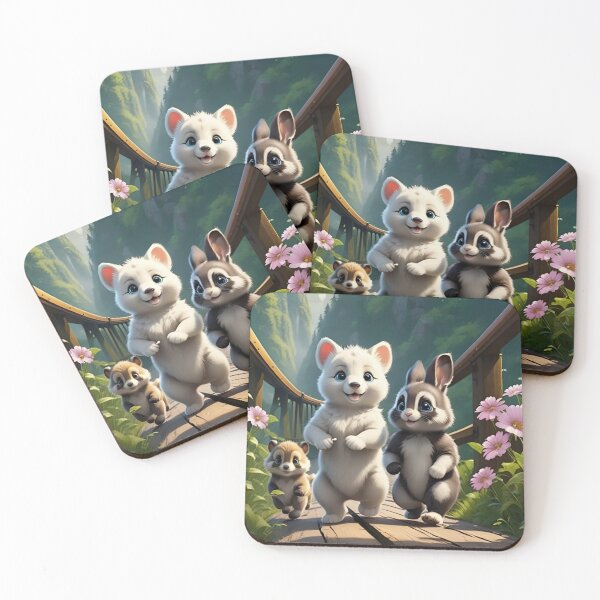 Item preview, Cute Baby Animals Running Across Forest Bridge designed and sold by CASASIS_MERCH.