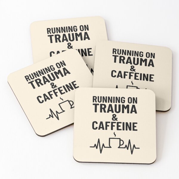 Item preview, Running on Trauma and Caffeine Funny ER Nurse Retro Gift Design designed and sold by Dantin.