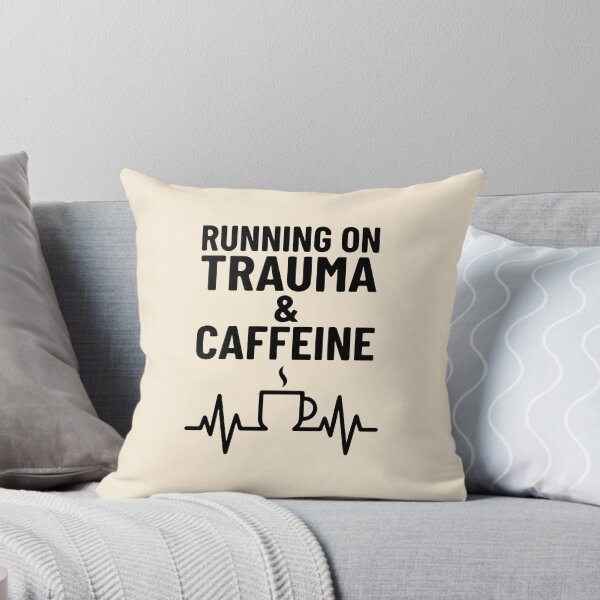 Item preview, Running on Trauma and Caffeine Funny ER Nurse Retro Gift Design designed and sold by Dantin.