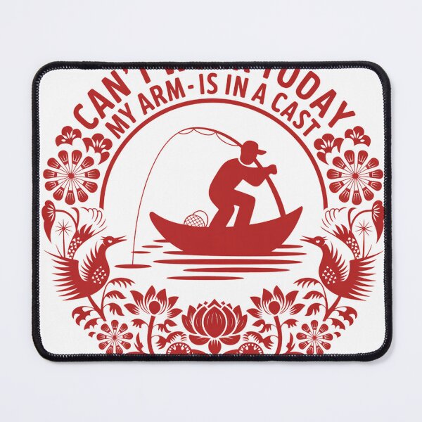 Item preview, Chinese Paper Cut Fisherman Casting Rod Silhouette designed and sold by Bloomkept.