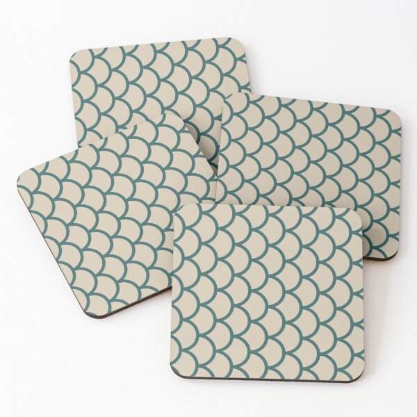 Item preview, Beige And Teal Fish Scales Pattern designed and sold by pattern-archive.