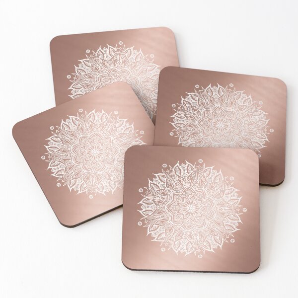 Item preview, Flowing Mandala - White on Rosegold designed and sold by halconiandesign.