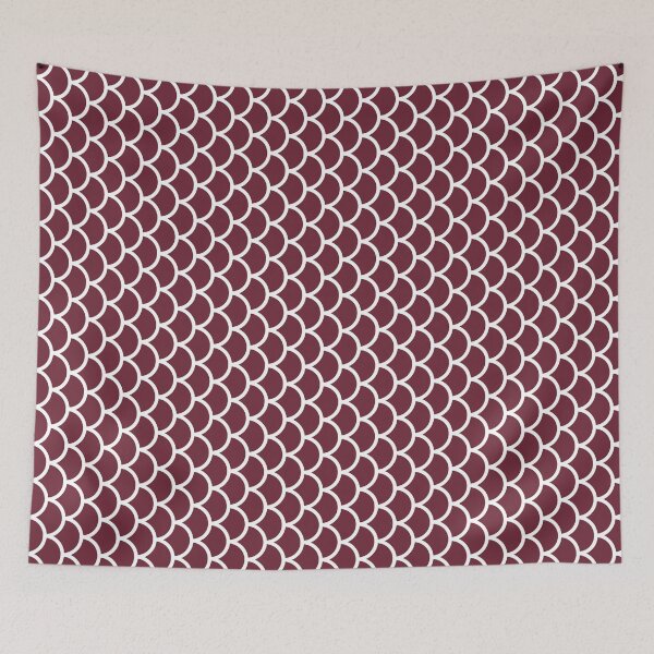 Item preview, Burgundy And White Fish Scales Pattern designed and sold by pattern-archive.