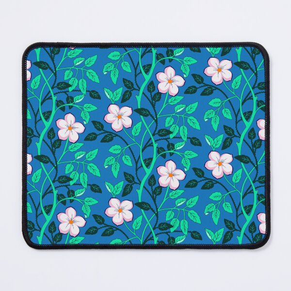 Item preview, Pretty climbing flower vines on blue designed and sold by Jennifer Ladd.