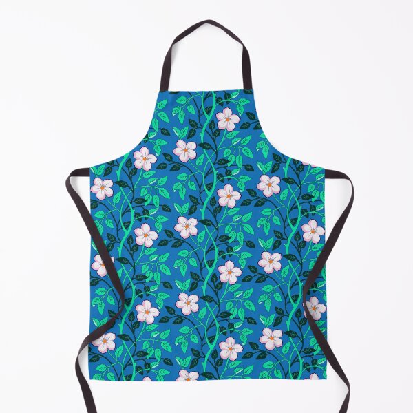 Item preview, Pretty climbing flower vines on blue designed and sold by Jennifer Ladd.