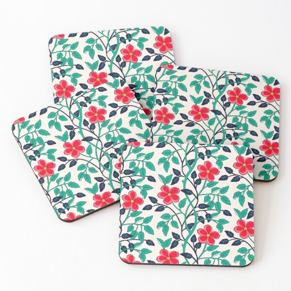 Item preview, Red climbing flower vines  designed and sold by Jennifer Ladd.