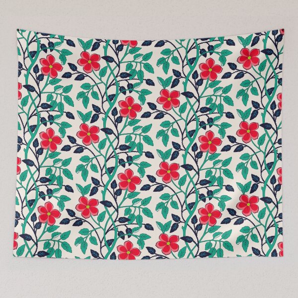 Item preview, Red climbing flower vines  designed and sold by Jennifer Ladd.