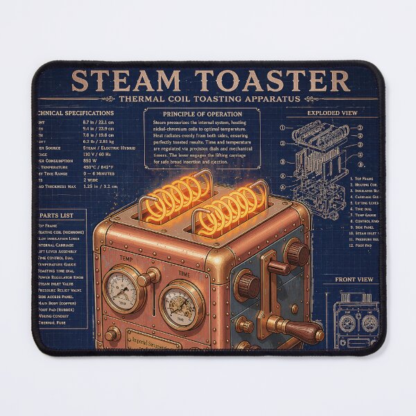 Item preview, Steampunk Toaster Blueprint - Vintage Technical Schematic designed and sold by The Visual Syllabus.