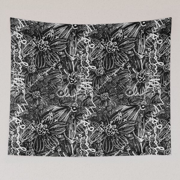 Item preview, Black and white flower digital scratchboard print designed and sold by hannaHKyong.