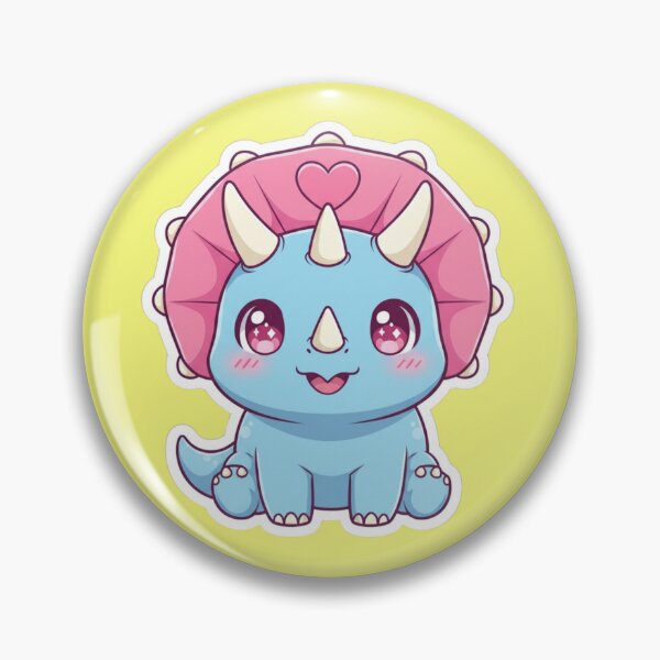 Item preview, Cute Kawaii Baby Blue Triceratops Dinosaur with Pink Heart and Sparkly Eyes Aesthetic Chibi Dino Sticker designed and sold by bvdesignart.