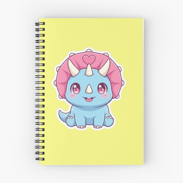 Item preview, Cute Kawaii Baby Blue Triceratops Dinosaur with Pink Heart and Sparkly Eyes Aesthetic Chibi Dino Sticker designed and sold by bvdesignart.