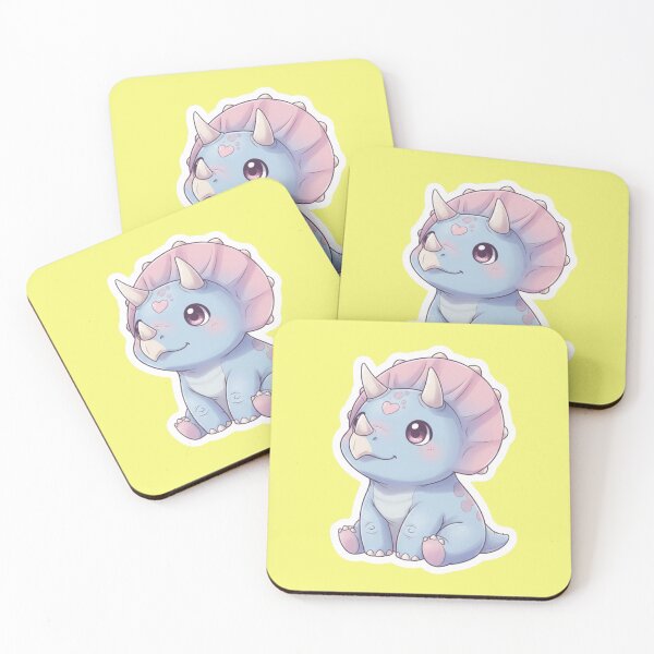 Item preview, Cute Pastel Baby Triceratops Kawaii Dinosaur with Pink Heart and Frill Aesthetic Sticker Art designed and sold by bvdesignart.