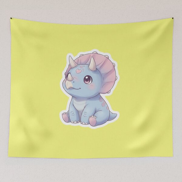 Item preview, Cute Pastel Baby Triceratops Kawaii Dinosaur with Pink Heart and Frill Aesthetic Sticker Art designed and sold by bvdesignart.