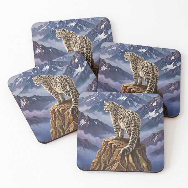 Item preview, Majestic Snow Leopard Mountain Art Print designed and sold by STTrillionTEES.
