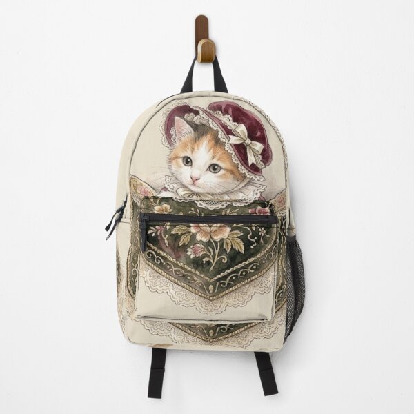 Item preview, Victorian Calico Cat Pocket Aesthetic Vintage Watercolor designed and sold by MAGICKEY2024.