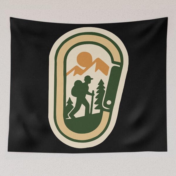 Item preview, Hiker Carabiner Mountain Sunset Design designed and sold by Vileprint.