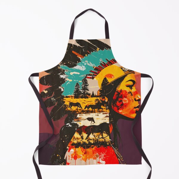 Item preview, Tribal Indigenous Woman with Wilderness Landscape Collage designed and sold by thelivingrp.