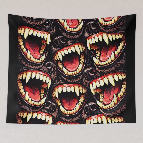 Item preview, Primal Wolf Pack Snarling Fangs Horror Pop Art designed and sold by RamyGallery.