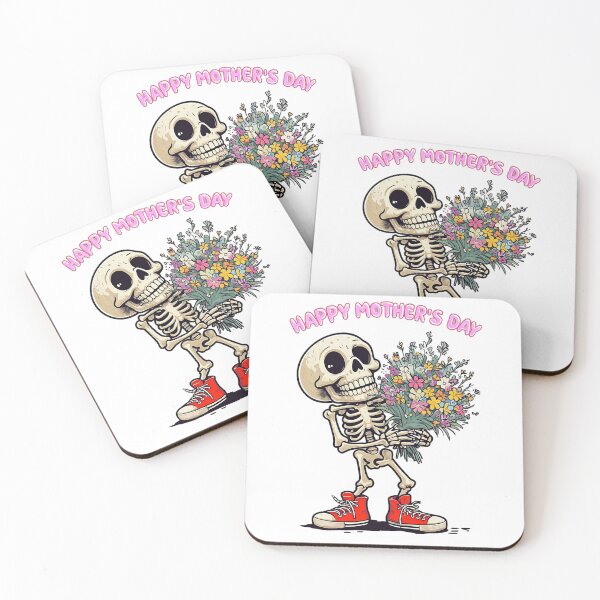 Item preview, Whimsical Skeleton Holding Flowers - Happy Mother's Day designed and sold by ProWander1.
