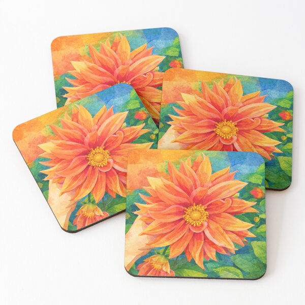 Item preview, Big Orange Dahlia Flower, Papercut Collage Childrens Book Illustration designed and sold by SWSandraWechner.