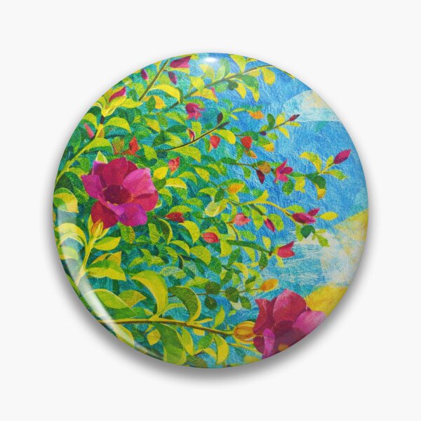 Item preview, Camelias Trompet Flower under blue sky, Colorful Mixed Medida Digital Collage designed and sold by SWSandraWechner.