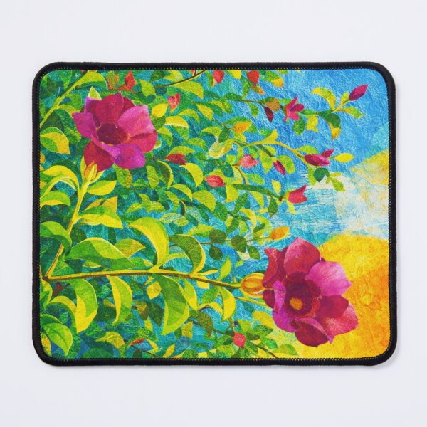 Item preview, Camelias Trompet Flower under blue sky, Colorful Mixed Medida Digital Collage designed and sold by SWSandraWechner.
