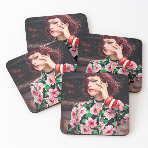 Item preview, Crimson Bloom – Urban Floral Portrait with Bold Attitude designed and sold by clipboxjp.