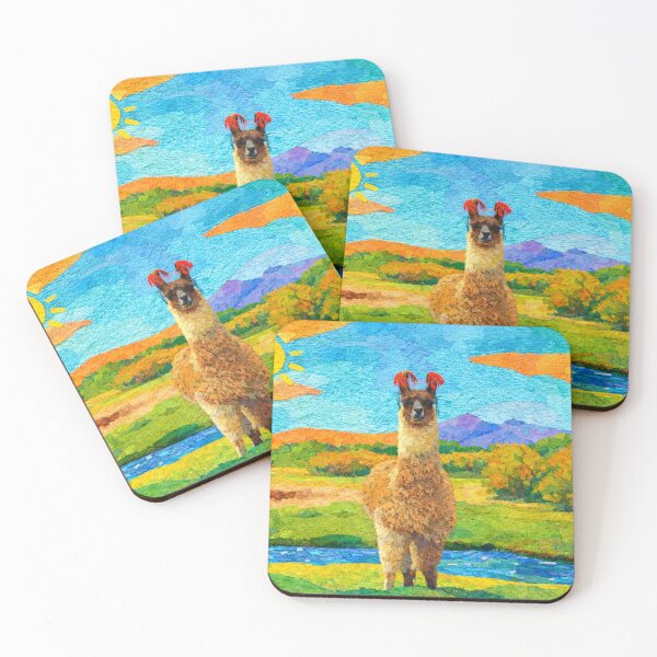 Item preview, Proud Llama in Green Scenery, Mixed Media Digital Collage designed and sold by SWSandraWechner.
