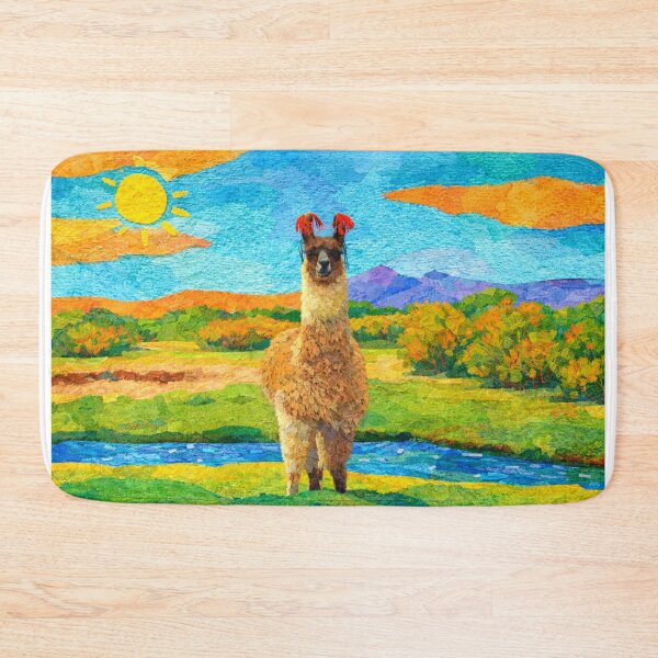 Item preview, Proud Llama in Green Scenery, Mixed Media Digital Collage designed and sold by SWSandraWechner.
