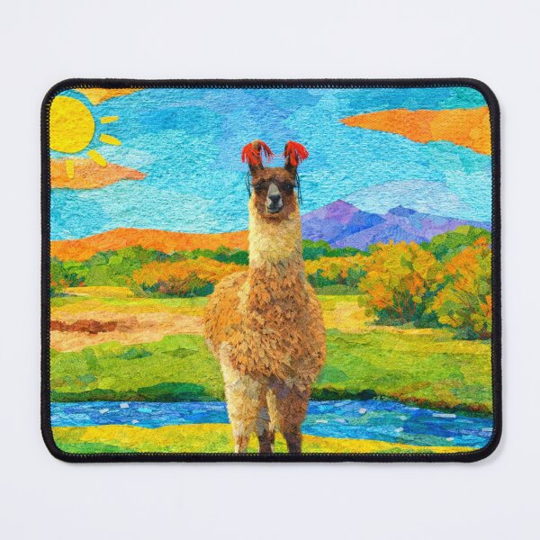 Item preview, Proud Llama in Green Scenery, Mixed Media Digital Collage designed and sold by SWSandraWechner.