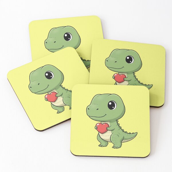 Item preview, Adorable Kawaii Baby T Rex Dinosaur Holding a Red Heart for Valentines and Love designed and sold by bvdesignart.