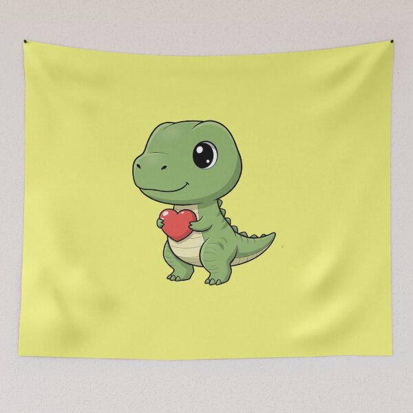 Item preview, Adorable Kawaii Baby T Rex Dinosaur Holding a Red Heart for Valentines and Love designed and sold by bvdesignart.