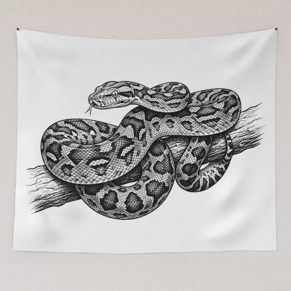 Item preview, Detailed Jungle Python Serpent Line Art Design designed and sold by Digital Duniyah.