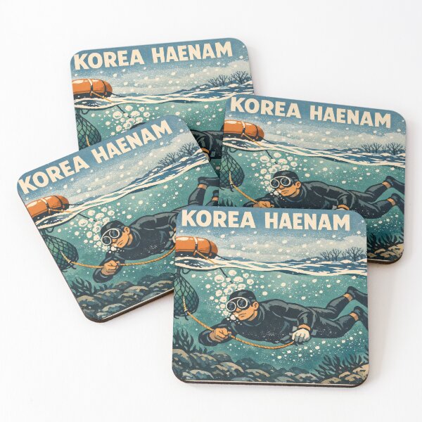 Item preview, KOREA HAENAM - Winter Free Diving in Snowfall Jeju Island Retro Vintage Poster designed and sold by KOREA-HAENAM.