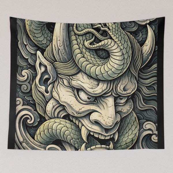 Item preview, Fierce Horned Demon Serpent Storm Pop Art designed and sold by RamyGallery.