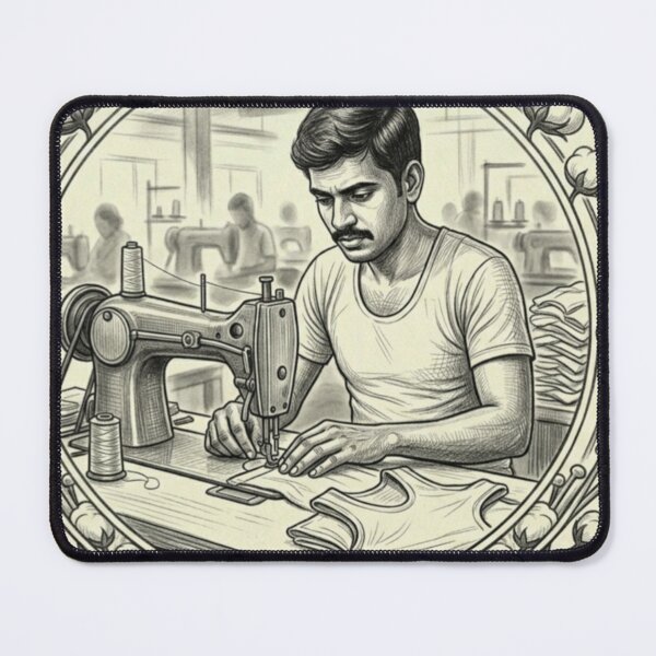 Item preview, Tirupur Garment Worker - Digital Pencil Sketch designed and sold by Radhamaniart.