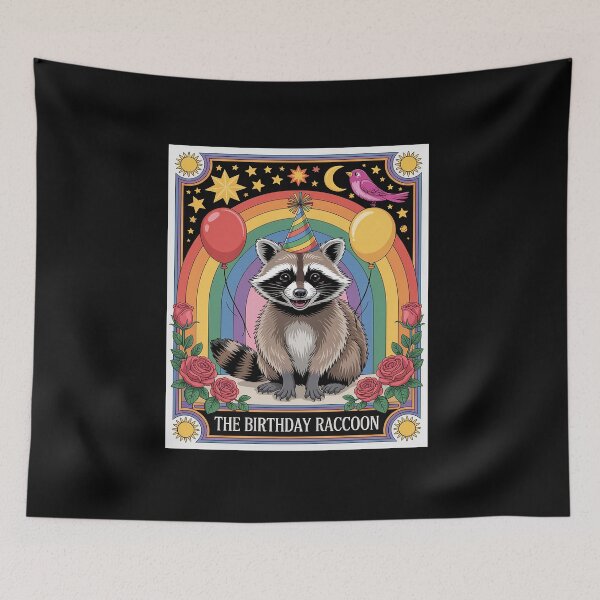 Item preview, The Birthday Raccoon Tarot Card designed and sold by BlassmausArt.