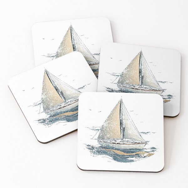 Item preview, Weathered Vintage Sailboat Art - Distressed Nautical Yacht Design designed and sold by alizye.
