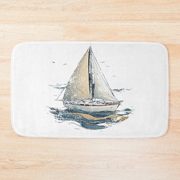 Item preview, Weathered Vintage Sailboat Art - Distressed Nautical Yacht Design designed and sold by alizye.